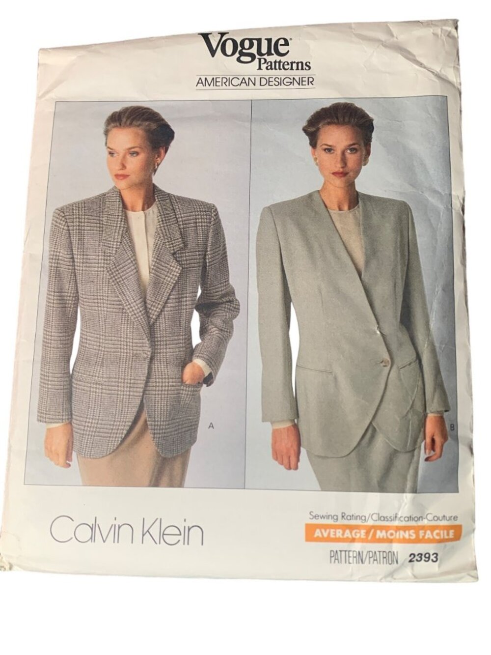 Vogue Patterns Calvin Klein 2393 Womens Jacket Sewing Pattern Size 12-14-16 Uncu